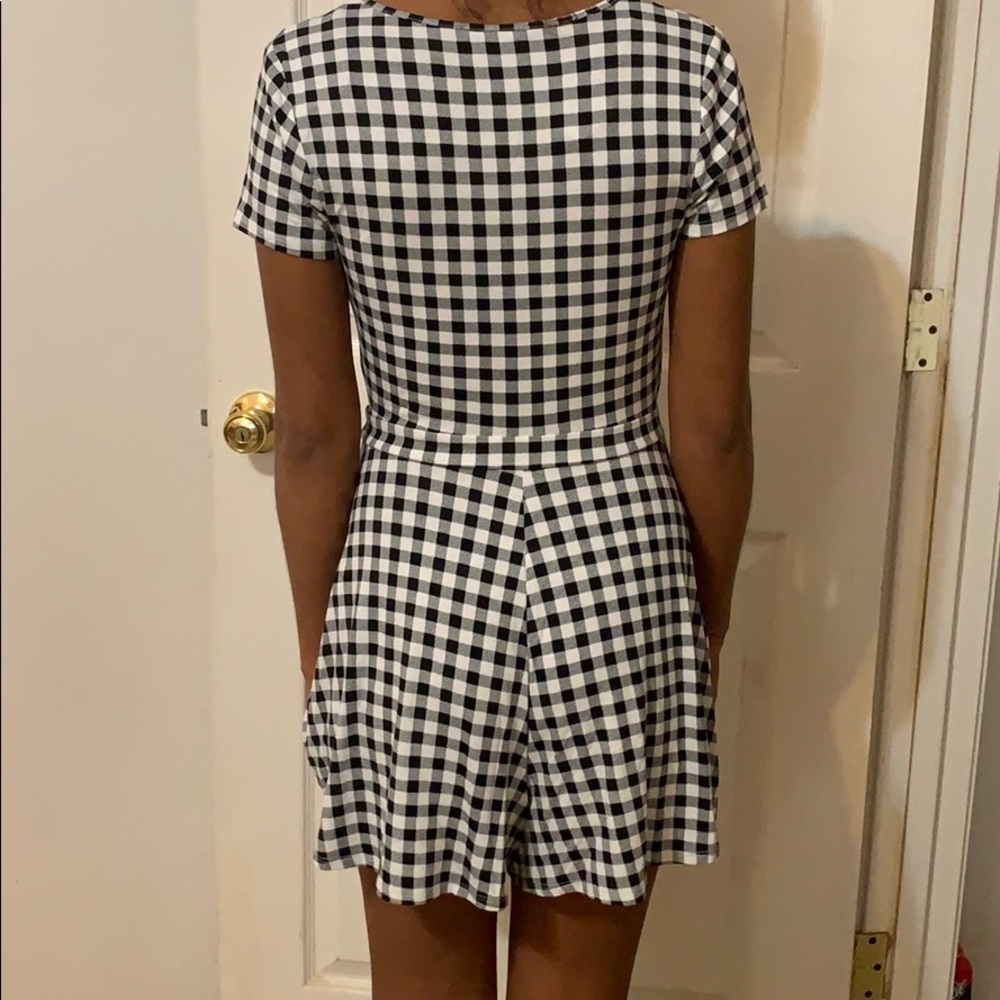 Black and White Plaid Romper/Dress